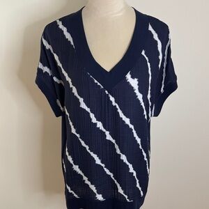 Chico's Dark Blue and White V-Neck Top